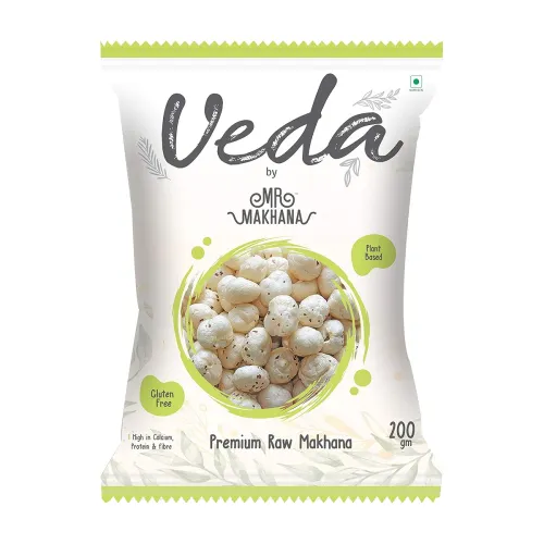 Image of Mr. Makhana Veda Premium Plain & Raw Phool Makhana & Foxnuts : Plant Based, Gluten Free, High in Calcium, Protein & Fibe