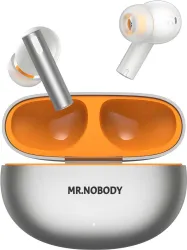 MR.NOBODY Buds Air 6 TWS Earbuds, Hi-Res LHDC Audio, 12.4mm Deep Bass, 40 Hrs Playtime Bluetooth Headset (White, Silver, True Wireless)