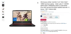 MSI Katana GF66 12UCOK 15.6inch FHD Gaming Laptop