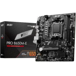 MSI PRO B650M-E Motherboard, Micro-ATX - Supports AMD Ryzen 9000/8000/7000 Series Processors, AM5 - DDR5 Memory Boost 68