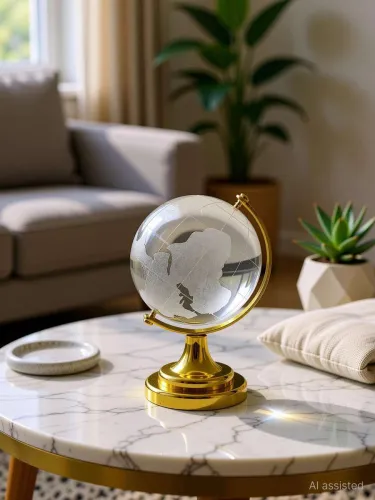 Image of MSTRADERS Feng Shui Crystal Globe Decorative Showpiece 