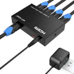 MT-Viki HDMI Splitter 1 in 4 Outputs 1 x 4 Power HDMI Splitter 4 Ports with AC Adapter 4K x 2K@30Hz 3D Full HD Splitter 