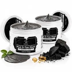 Mud D-Tan Mask100g(Pack of 2) Ultimate Detox Charcoal & Dead Sea Minerals for Clearer Skin | Deep Cleansing, Brightening, and Revitalizing Face Mask