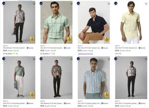 Image of MUFTI Casual Shirts at minimum 73% Discount