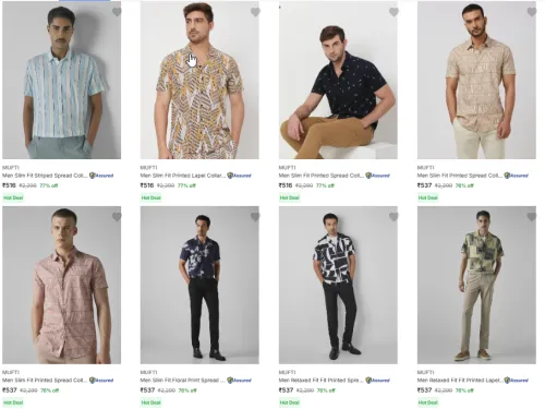 Image of Mufti Casual Shirts upto 77% discount 