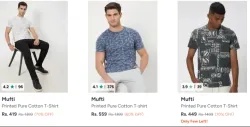 Mufti Mens T-shirt Minimum 70% Discount
