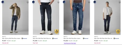 Image of MUFTI Men's Jeans at minimum 70% Discount