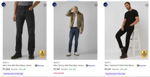 Image of Mufti Mens Jeans Minimum 70% Discount