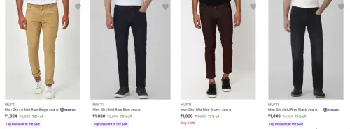 Image of Mufti Men's Jeans upto 75% Discount