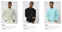Mufti Mens Sweatshirts at minimum 70% Discount