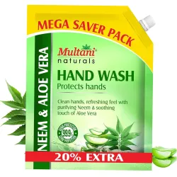 Multani Natural Neem Aloe Vera Hand Wash (1200 ml) | Gentle Hand Cleanser with Natural Ingredients | 99.9% Germ Protecti