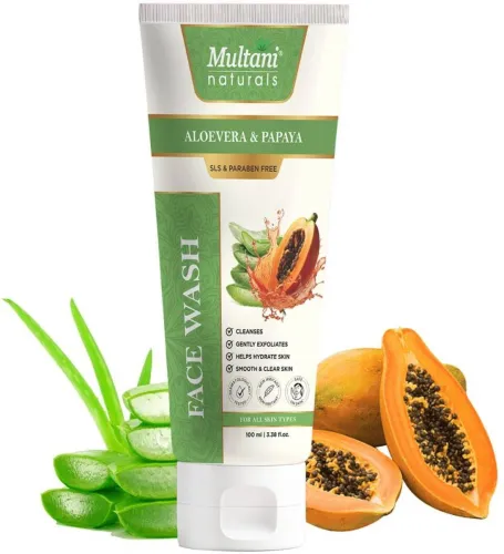 Image of Multani Naturals Aloe Vera & Papaya Face Cleanser I Smooth & Clear Skin I Paraben Free I Sulphate Free - Face Wash (100 