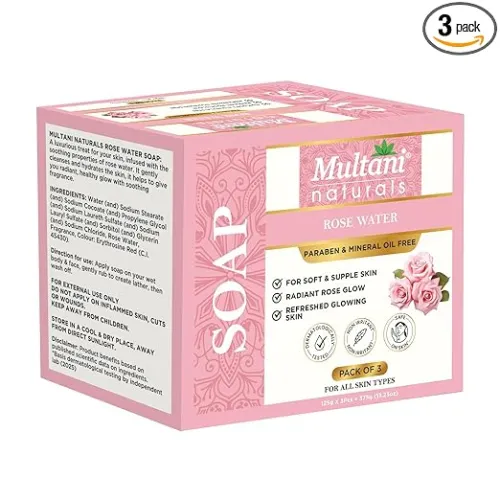 Image of Multani Naturals Rosewater Soap for Moisturizing Skin, 125 gm, Po3