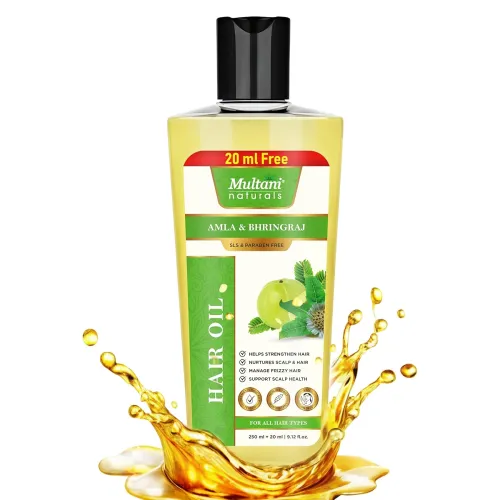 Image of Multani Naturals Hair Oil Amla & Bhringraj (270ml) | Strengthens Hair | Supports Scalp Health | Controls Frizz | For Men