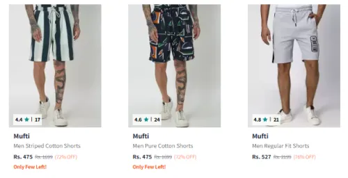 Image of Multi Men Shorts Minimum 70% Discount
