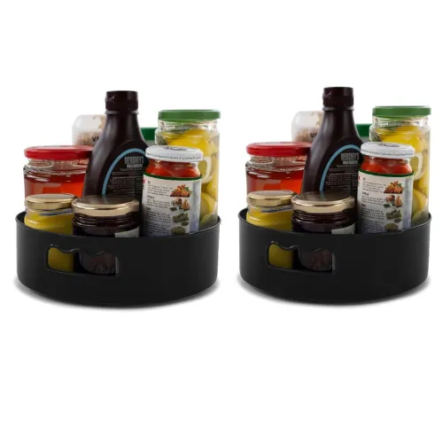 Image of HomeWiz Multi-Purpose 360° Rotating Organizer Tray Black, Pack of 2