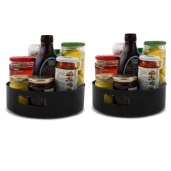 HomeWiz Multi-Purpose 360° Rotating Organizer Tray Black, Pack of 2