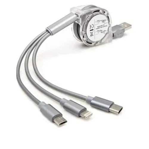 Image of Multi Retractable 3.0A Fast Charger Cord, Multiple Charging Cable 4Ft/1.2m 3-in-1 USB Charge Cord Compatible with Phone