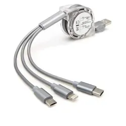 Multi Retractable 3.0A Fast Charger Cord, Multiple Charging Cable 4Ft/1.2m 3-in-1 USB Charge Cord Compatible with Phone
