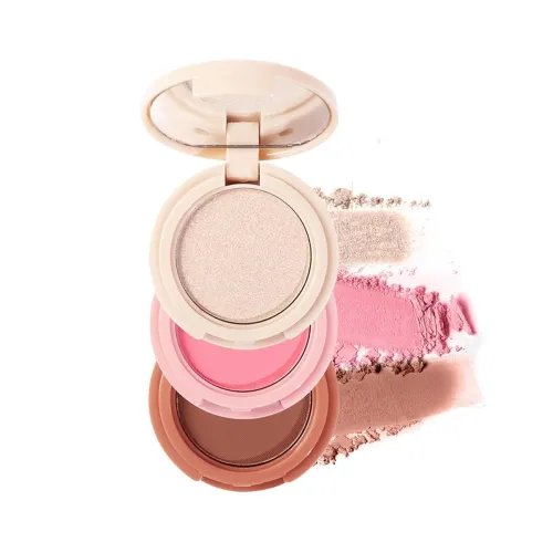Image of Multibrite Blush Highlighter & Contour Palette 3 in 1 Makeup Powder Set 