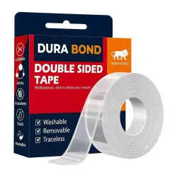Multipurpose Double Sided Tape Heavy Duty - Adhesive Silicone Tape, Heat Resistant, Multi-Functional, Removable, Washable, Reusable Anti-Slip Gel Nano Grip Tape- 3 Meter pack of 4 (4)