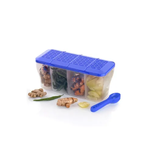 Image of Multipurpose Plastic 4 in 1 Masala Box for Kitchen, Spice Boxes for Kitchen,4 Compartment Storage Containers Grocery,Cer
