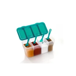 Multipurpose Plastic 4 in 1 Masala Box for Kitchen,Spice Boxes for Kitchen,Transparent 4 Compartment Storage Containers 