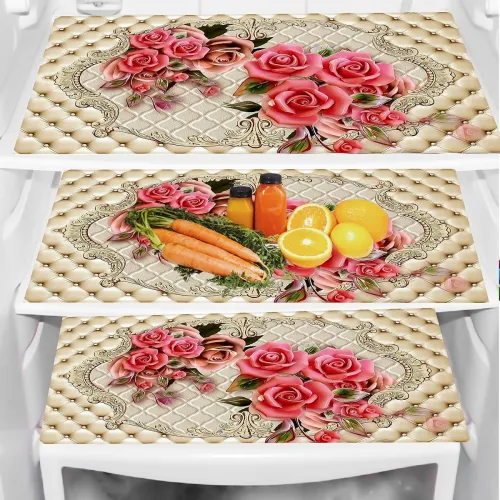 Image of Multipurpose PVC Refrigerator Drawer Mat Set of 3 Pcs