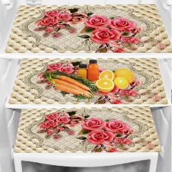 Multipurpose PVC Refrigerator Drawer Mat Set of 3 Pcs
