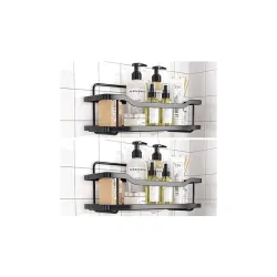Self-Adhesive Multipurpose Wall Mounted Bathroom Shelves | Space-Saving Storage Organizer Racks | Stylish Wall Stand for Home, Office Use (Black-Pack of 1) (1)