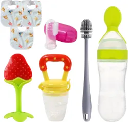 Mumas Love MULTI USE PACK OF 6 Pieces Combo Set For Your New Born Babies Teether and Feeder (Multicolor)