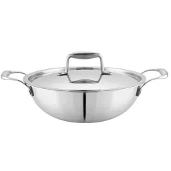 Mummas LIFE 2.3L Triply Stainless Steel Kadai for Cooking with Lid