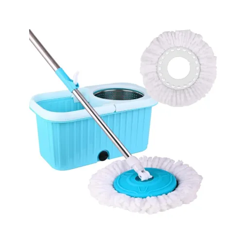 Image of Mumma's LIFE Plastic Spin Mop Bucket, Moppers for Cleaning Floor, Mop Set Extendable Handle, Removable Wringer 360° with