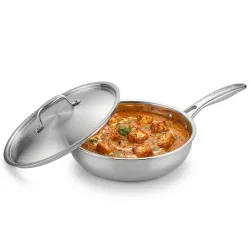 Mummas LIFE Triply Frying Pan| Stainless Steel Pan with Lid