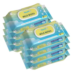 MUMta Milk baby wipes | With 99% Pure Water, Milk and Probiotics- 576 wipes| Plant Based Fabric for Sensitive Skin| Prev