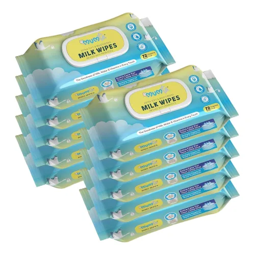 Image of MUMta Milk baby wipes - 720 wipes, Pack of 10