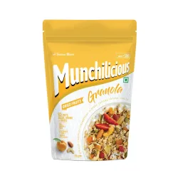 Munchilicious Granola - Crunchy Dried Fruits, 350g | 82% Nuts, Seeds, Grains & Fruits | Protein Rich Breakfast Cereal wi