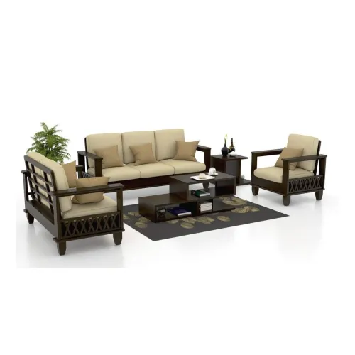 Image of Muraraka Sheesham Wood 6 Seater Sofa Set with Cushion