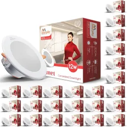 Murphy 12W LED Down Light, Nautral White Light, Round, Pack of 25, Recessed Ceiling LED Light, Suited for 3 inch Junctio