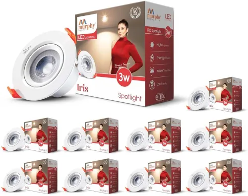 Image of MURPHY 3W Iris LED Adjustable Spot Downlight | Warm White Pack of 10 Recessed Ceiling Light Ceiling Lamp (Yellow)