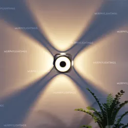 Murphy 6-Watt Arc Omni 4 Way Up Down (4 Multi-Directional Glow + Front Warm White Glow) Wall Light with Aluminium IP65 Waterproof Body, Warm White, Pack of 4 (with 2 Years Warranty)