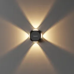 Murphy LED Outdoor Up/Down Wall Light - 6W, Warm White, (4 Multi-Directional Beams), IP65 Waterproof Aluminum Body, Pack