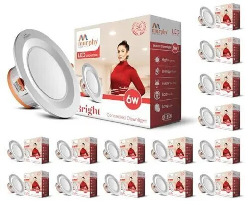 Image of MURPHY 6W Bright LED Downlight – Natural White, Pack of 15 Ceiling Light Ceiling Lamp (White)