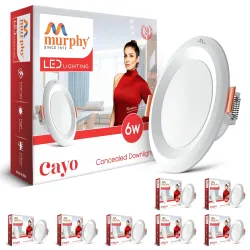 Murphy Cayo 6W LED Downlight for Ceiling Warm White Round Light Pack of 8