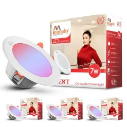 Murphy Crest Premium 7W 3-in-1 LED Concealed Down Light |Red, Blue & Pink | Switch Controlled Color Changing
