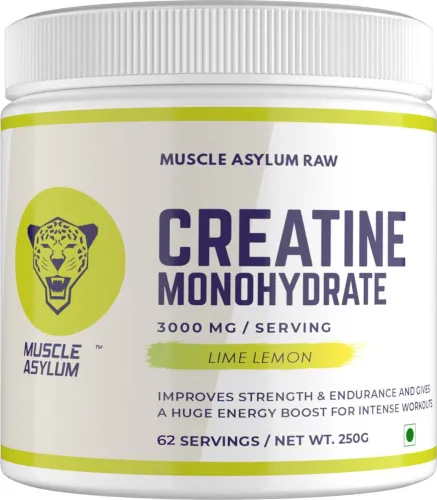 Image of Muscle Asylum Creatine Monohydrate Powder - 50 Servings Creatine  (250 g, Lime Lemon)
