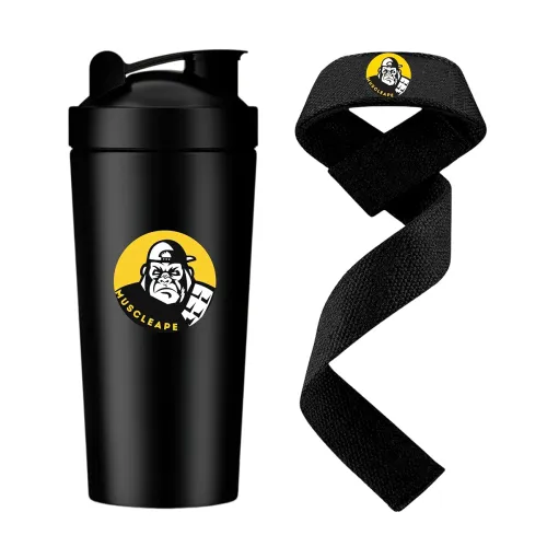 Image of Muscleape Stainless Steel Shaker Bottle With Lifting Straps