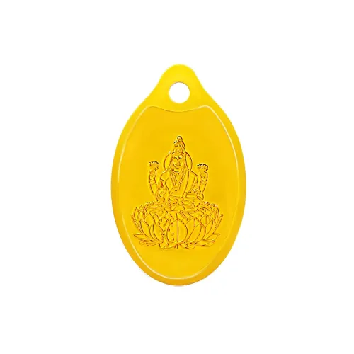 Image of Muthoot PAPPACHAN Swarnavarsham 24K (999) Yellow Gold Oval Laxmi Pendant 1 Gram