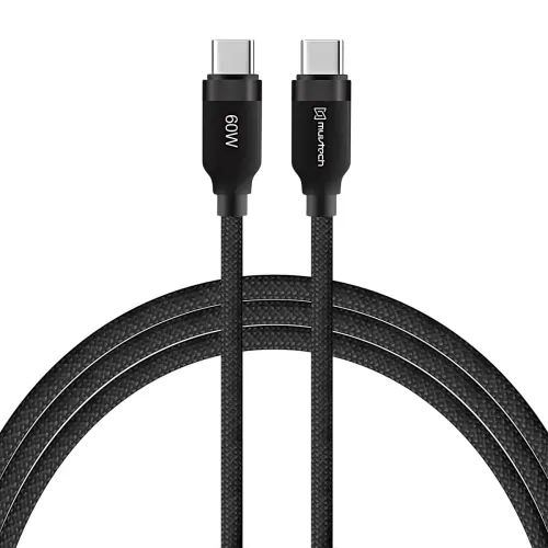 Image of Muvtech SURGE 1Meter 60W Type-C to Type-C Fast Charging Cable | PD 3.0 & QC 4.0 Supported | Nylon Braided | Compatible w