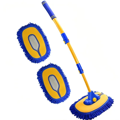 Image of MVEQRRN Upgrade Car Wash Brush with Long Handle, Chenille Microfiber Car Cleaning Brush Supplies Kit Car Wash Mop Access